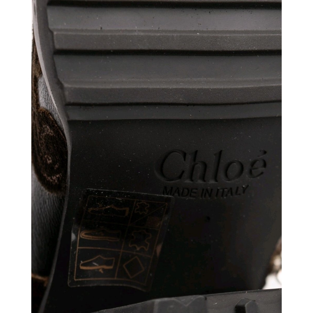 Chloe Rylee Brocade & Leather Black and Brown Lace Up Boots with Gold Embroidery - Picture 7 of 8